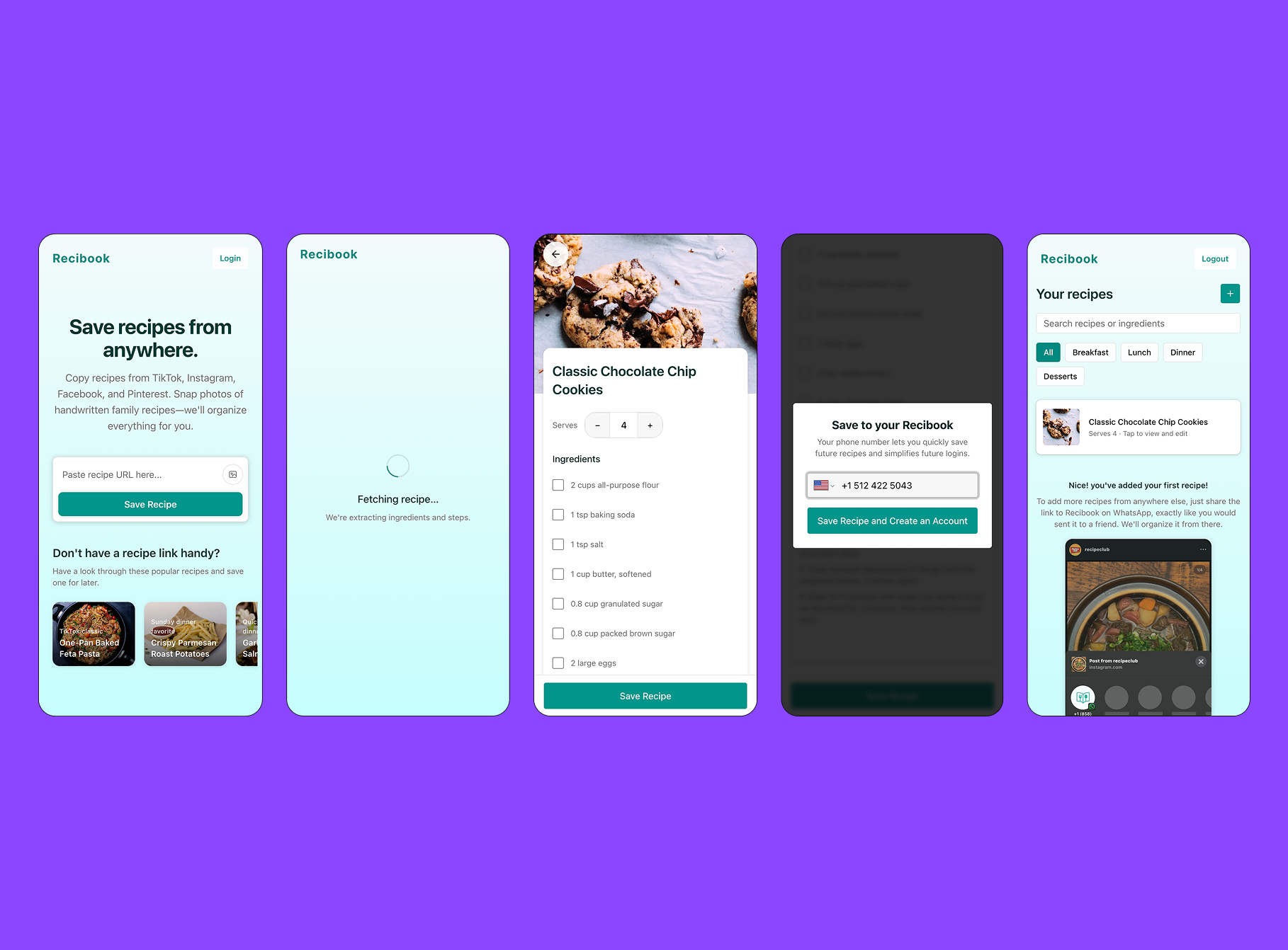 Recibook onboarding redesign screenshot